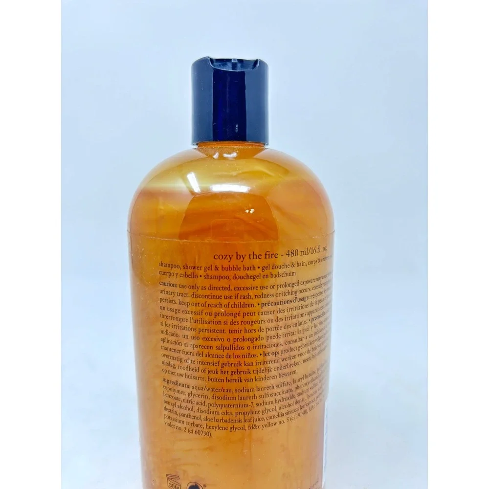 Philosophy Cozy by the Fire Shampoo Shower Gel Bubble Bath 16oz New Sealed